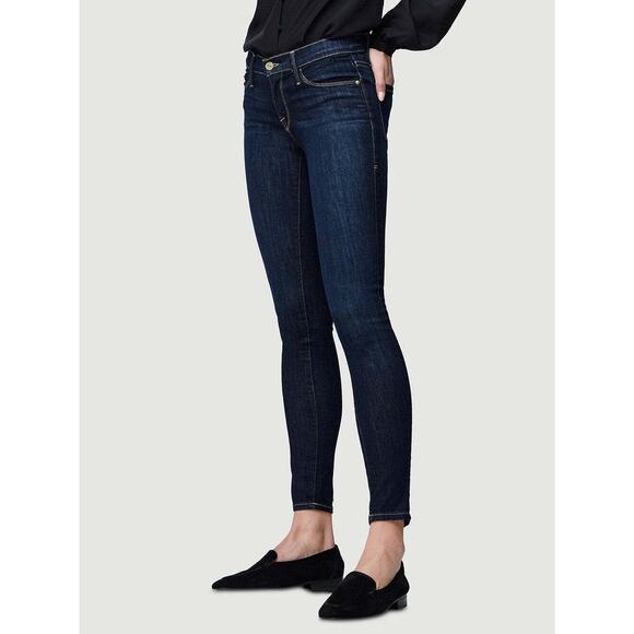 FRAME Le Skinny de Jeanne Dark Wash Ankle Zip Denim Jeans - Size 27 - Picture 1 of 10